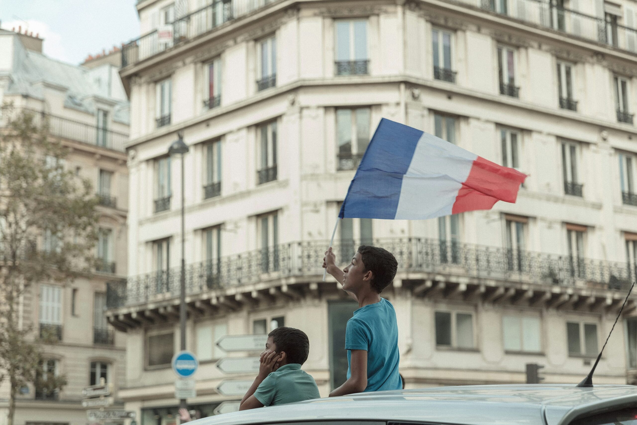 Calm French neighborhood with local cafés and apartments