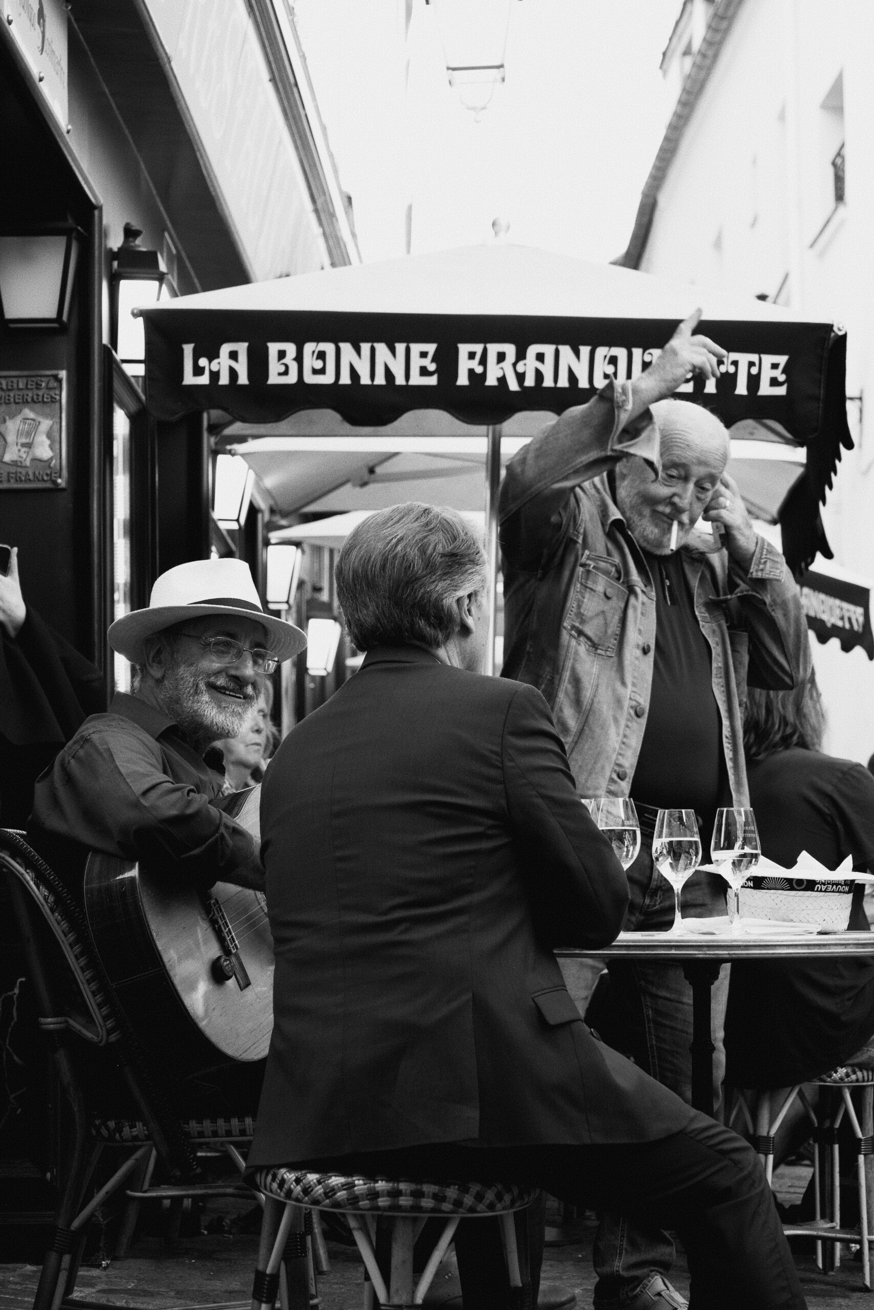 French apartment street with cafés and outdoor seating