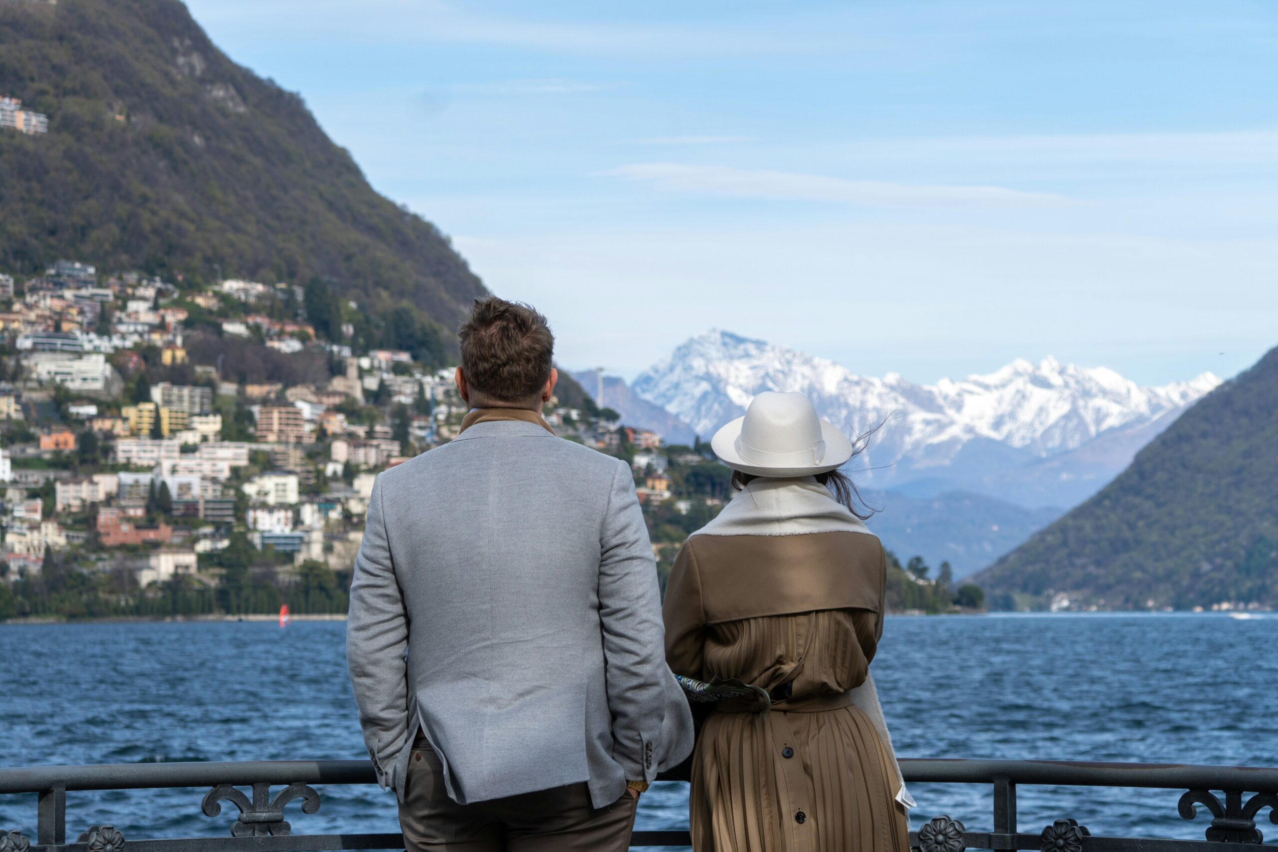 Older couple enjoying a relaxed outdoor lifestyle in a European coastal setting