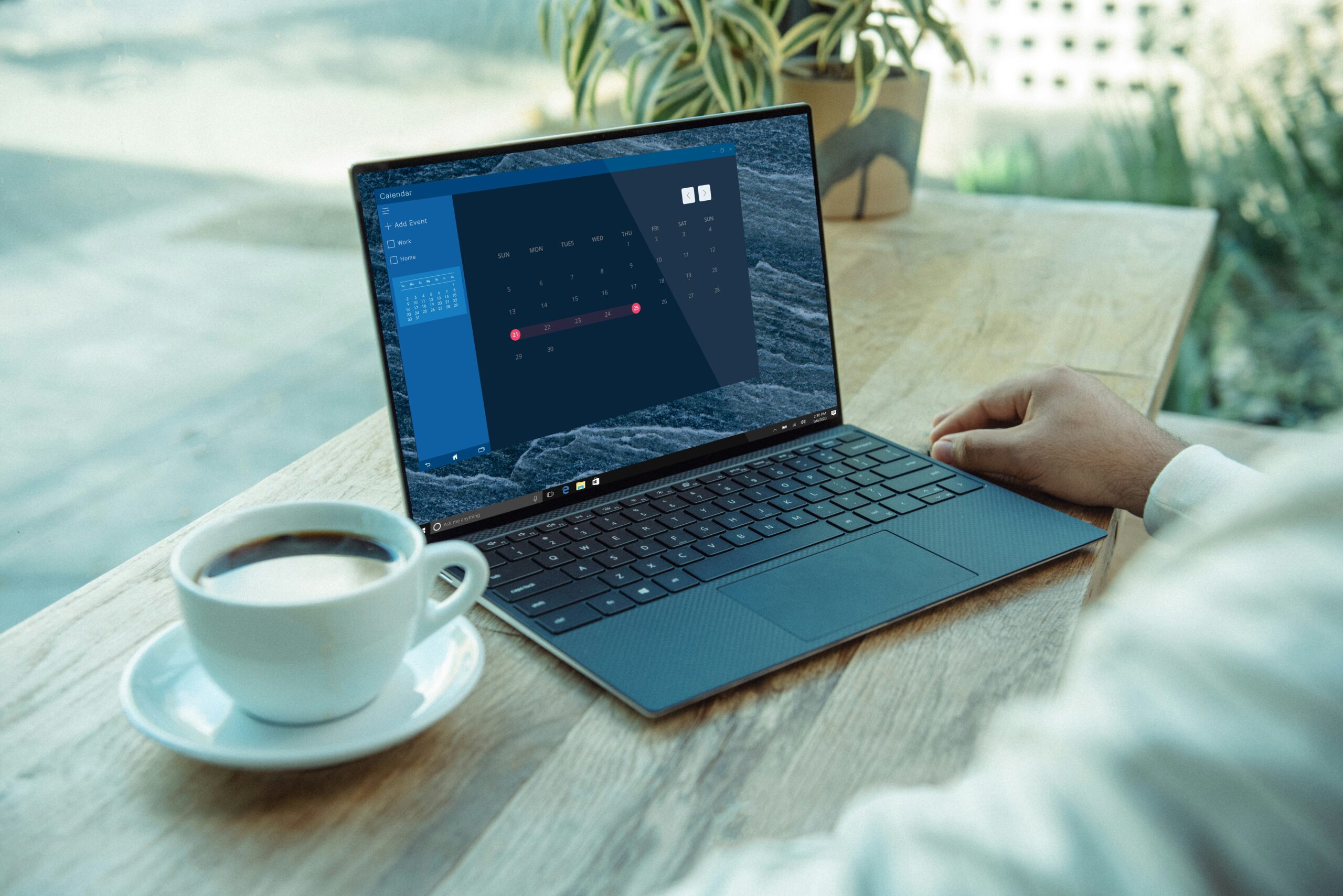 Laptop on a clean workspace with notebook and coffee representing transparency and online services